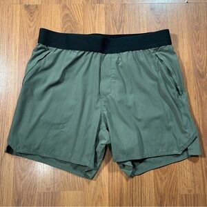 Ten Thousand Tactical Shorts Mens Medium Green 5 Inch Lined Running Training Gym